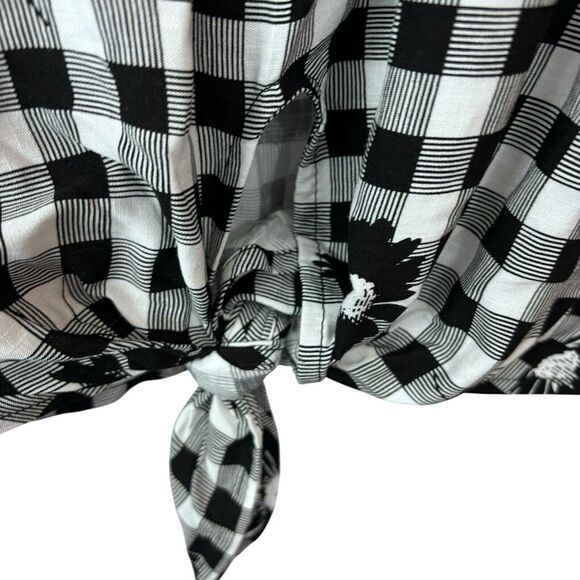 NWTAllison Daley $69 Gingham Floral Blouse Balloon Sleeve Tie Top Plus Size 3X - Picture 7 of 10